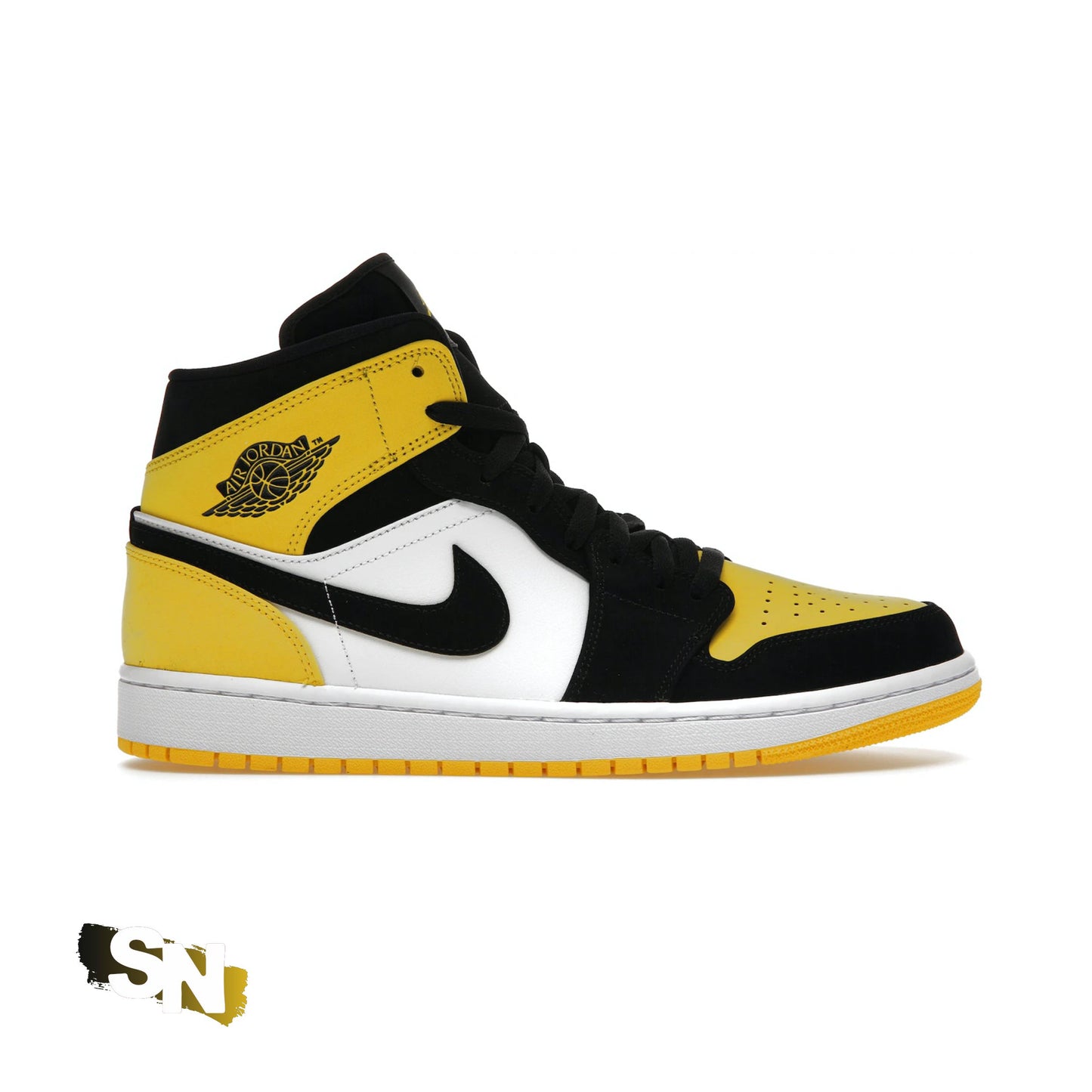 Custom Nike Jordan 1 Mid Yellow Toe Black | Unisex